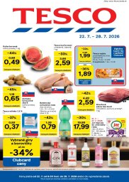 1. strana letáka Tesco 22. 7. - 28. 7. 2026 Veľké hypermarkety a obchodné domy