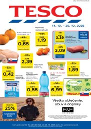 Tesco leták  s platnosťou 14. 10. - 20. 10. 2026 Veľké hypermarkety a obchodné domy